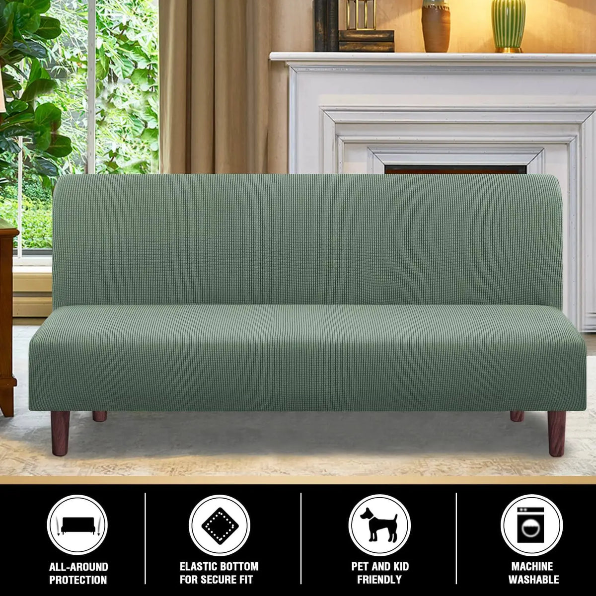Stretch Armless Futon Slipcover Full Queen Size Crfatop %sku%