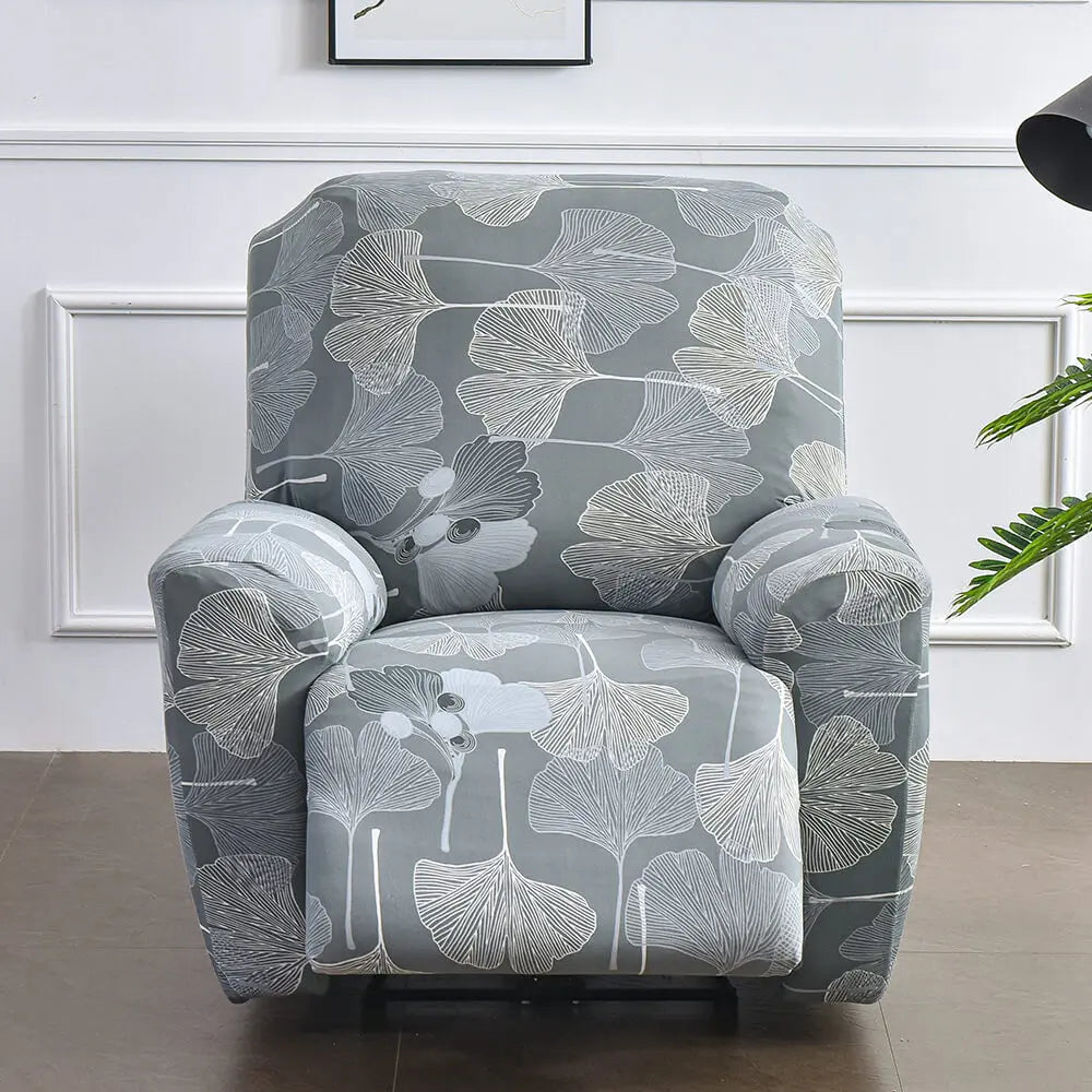 Stretch Recliner Sofa Cover 1 Set of 4 Pieces Floral Prints Sofa Cover with Side Pocket Crfatop %sku%