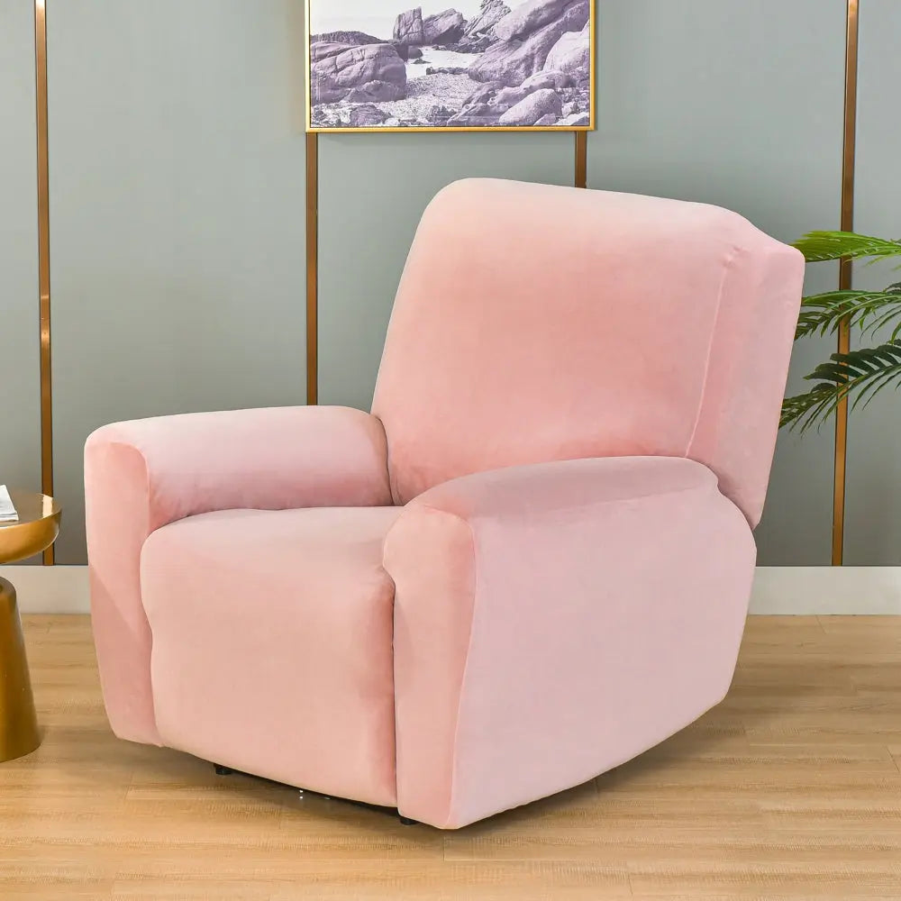 Stretch Velvet Recliner Couch Cover 4-Piece Pink Recliner Chair Couch Cover RC0013 Crfatop %sku%