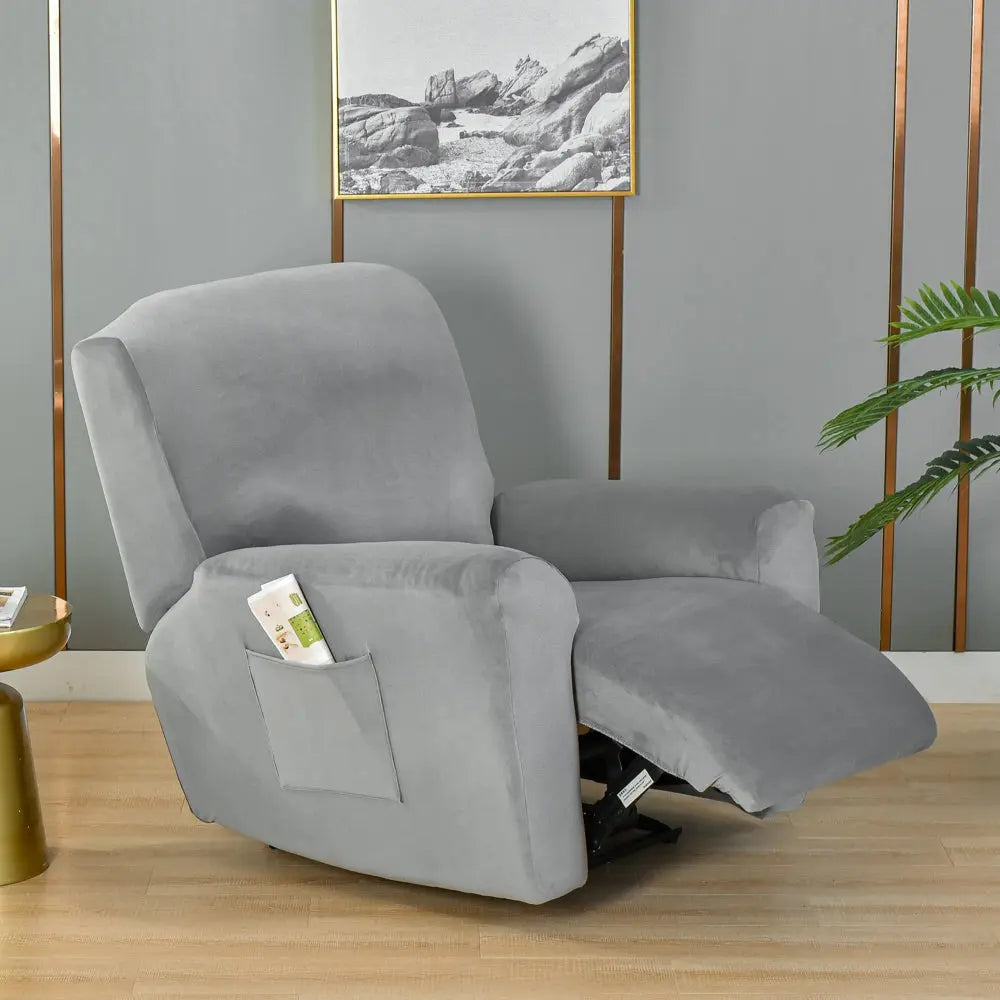 Stretch Velvet Recliner Couch Cover 4-Piece Pink Recliner Chair Couch Cover RC0013 Crfatop %sku%