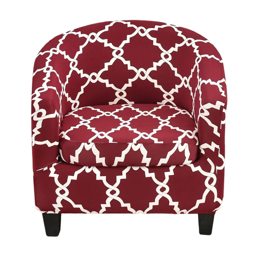 Stylish 2 Pieces Stripes Printed Club Chair Cover Ulti Soft Single Sofa Cover Barrel Tub Chair for Cafe Hotel Coffee Shop Crfatop %sku%