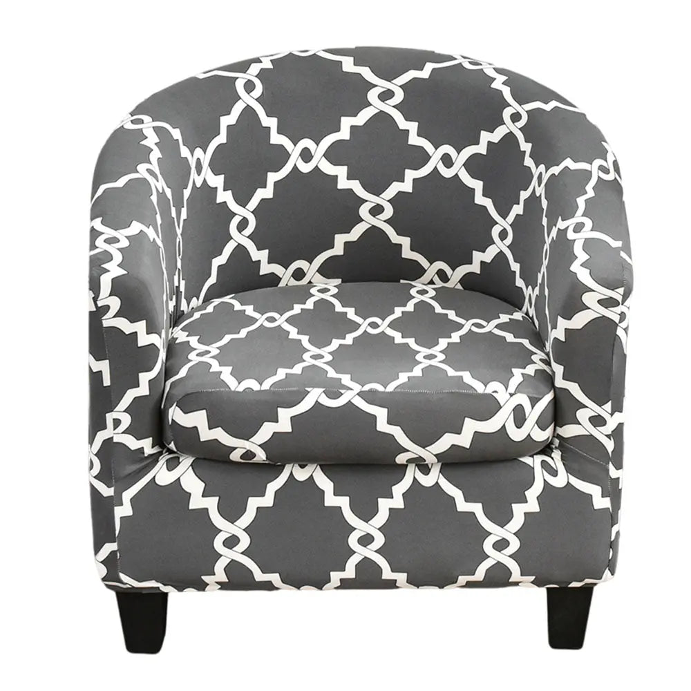 Stylish 2 Pieces Stripes Printed Club Chair Cover Ulti Soft Single Sofa Cover Barrel Tub Chair for Cafe Hotel Coffee Shop Crfatop %sku%