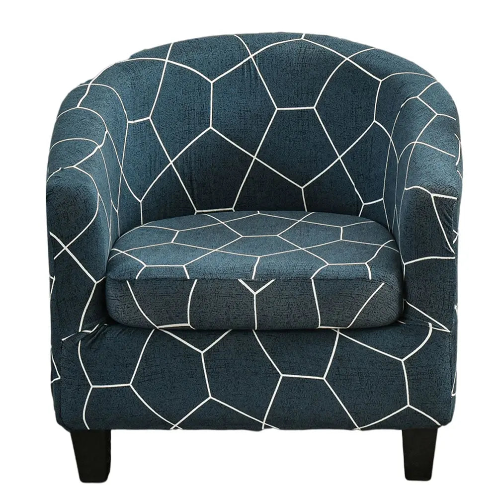 Stylish 2 Pieces Stripes Printed Club Chair Cover Ulti Soft Single Sofa Cover Barrel Tub Chair for Cafe Hotel Coffee Shop Crfatop %sku%