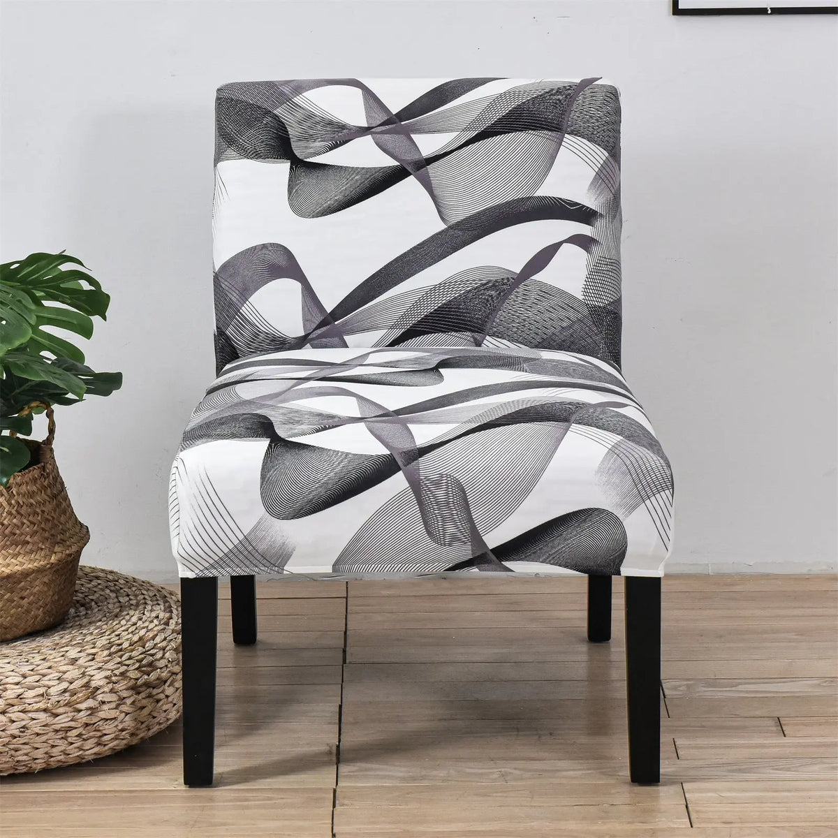 Stylish Flowing Cloud Printed Stretch Armless Accent Chair Slipcover Removable Wingback Chair T-cushion Cover Crfatop %sku%
