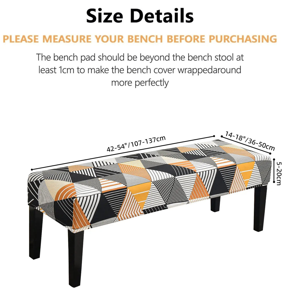 Stylish Grid Pattern Dining Bench Cover Elastic Removable Bench Slipcover Furniture Protector Crfatop %sku%