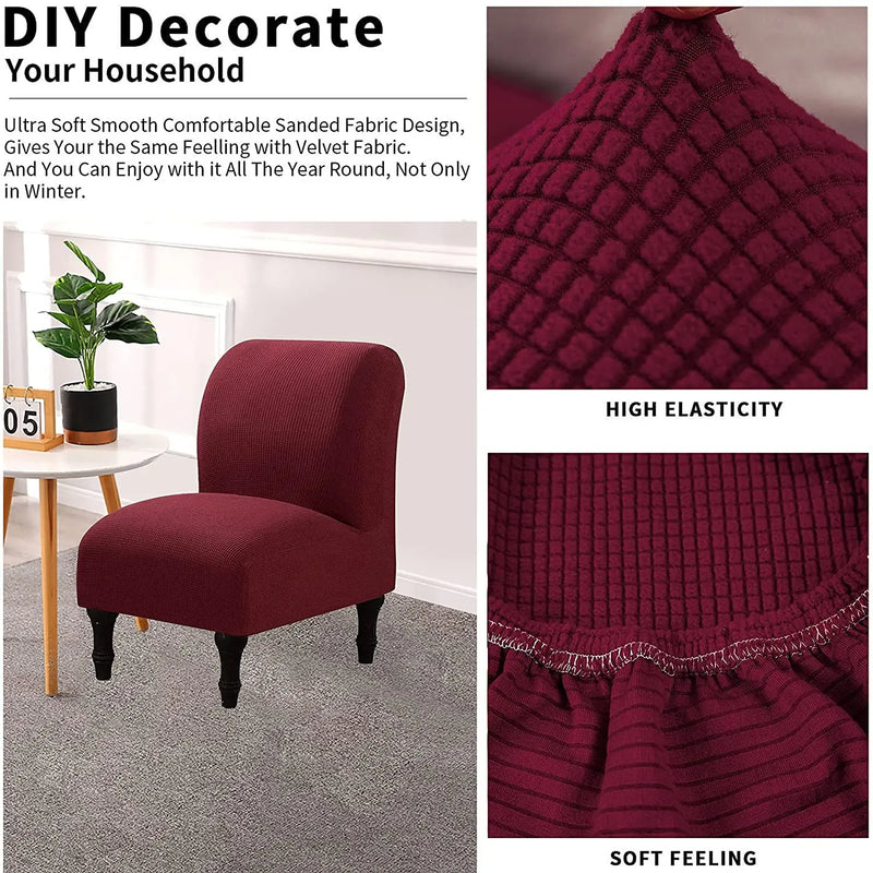 Textured Grid Extra-Size Armless Accent Chair Cover Removable Washable Slipper Chair Slipcovers Crfatop %sku%