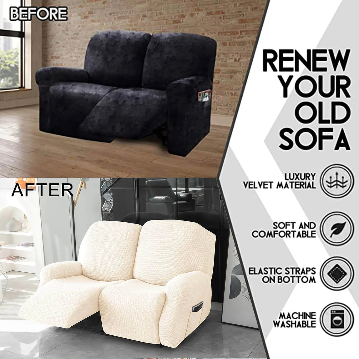 Textured Grid Loveseat Recliner Cover Double Recliner Couch Cover Crfatop %sku%