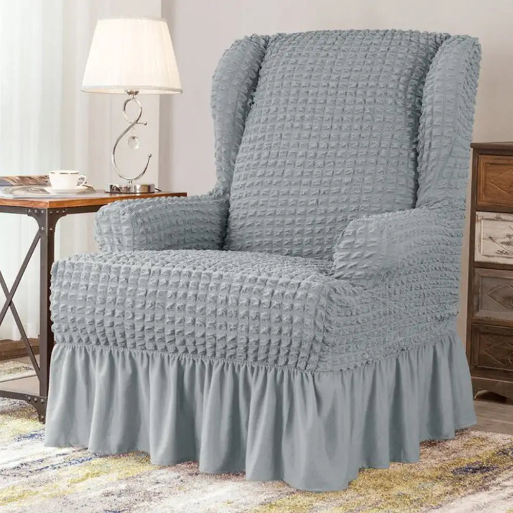 Twill Ruffled Wingback Chair Slipcover Skirted Style – Crfatop