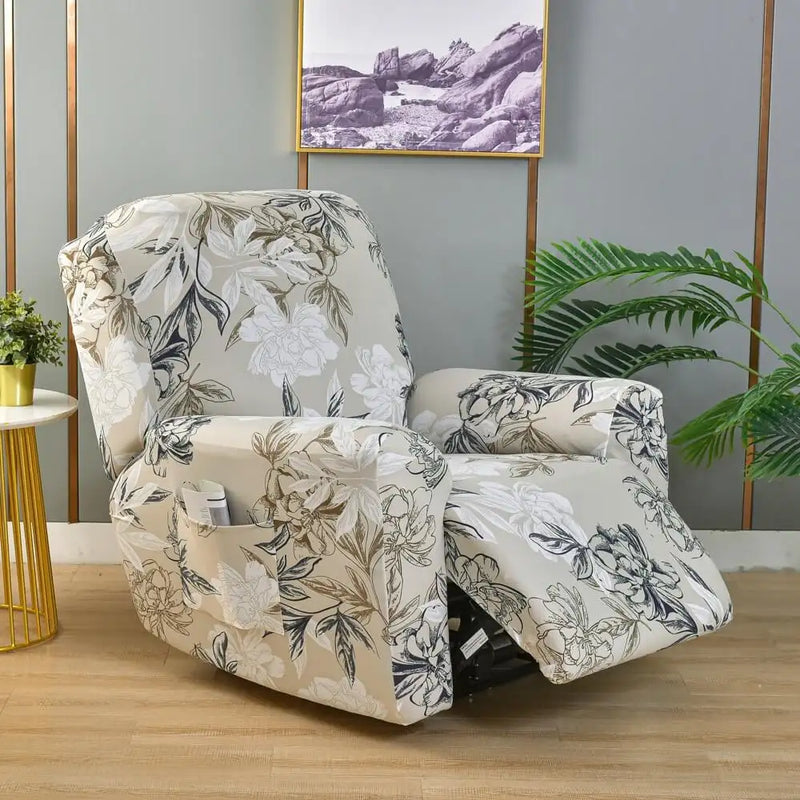 Unique Recliner Cover 4 Pieces Floral Printed Lazy Boy Chair Slip Cover Crfatop %sku%