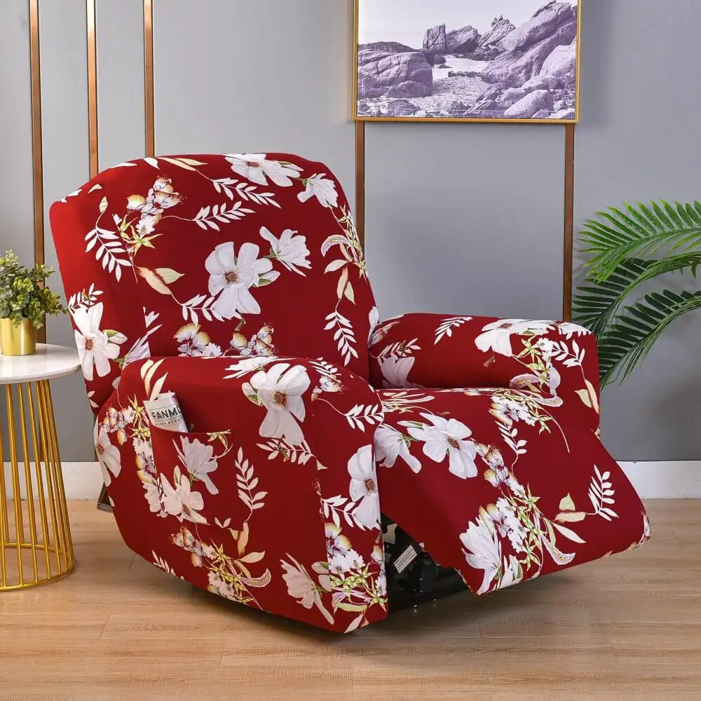 Unique Recliner Cover 4 Pieces Floral Printed Lazy Boy Chair Slip Cover Crfatop %sku%