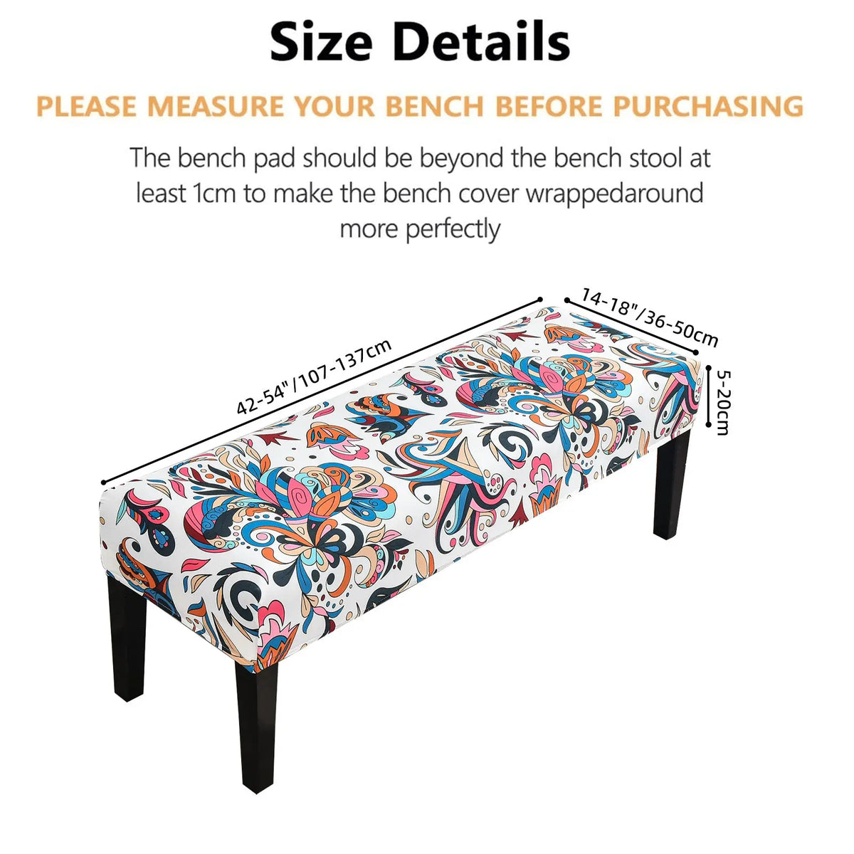 Unique Stretch Bench Covers for Dining Room Floral Washable Slipcover BC0010 Crfatop %sku%