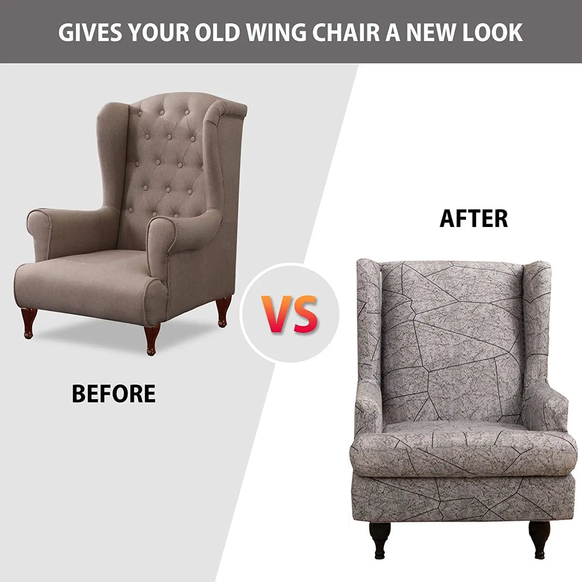 Unique Textured Design Stretch Wingchair Cover 1 Set of 2 Pieces Oversized Furniture Slipcovers Top Level Crfatop %sku%