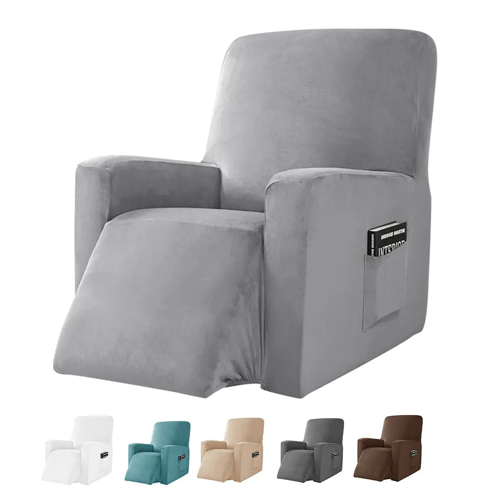 Velvet Recliner Chair Cover Soft 4 Pieces Slipcover Fits One Seat Sofa Armchair Crfatop %sku%