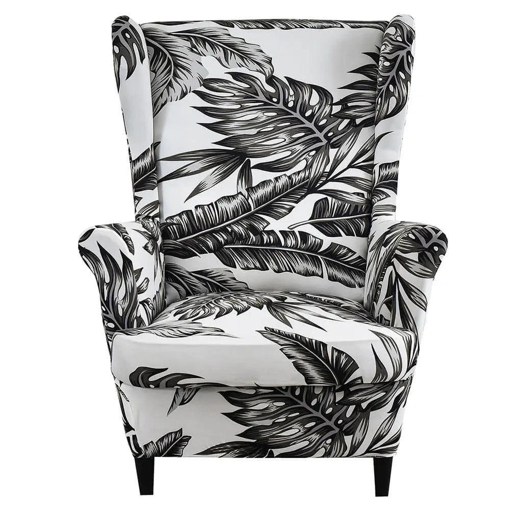 Vintage Jacquard Wingback Chair Cover - Luxury Blue Crfatop %sku%