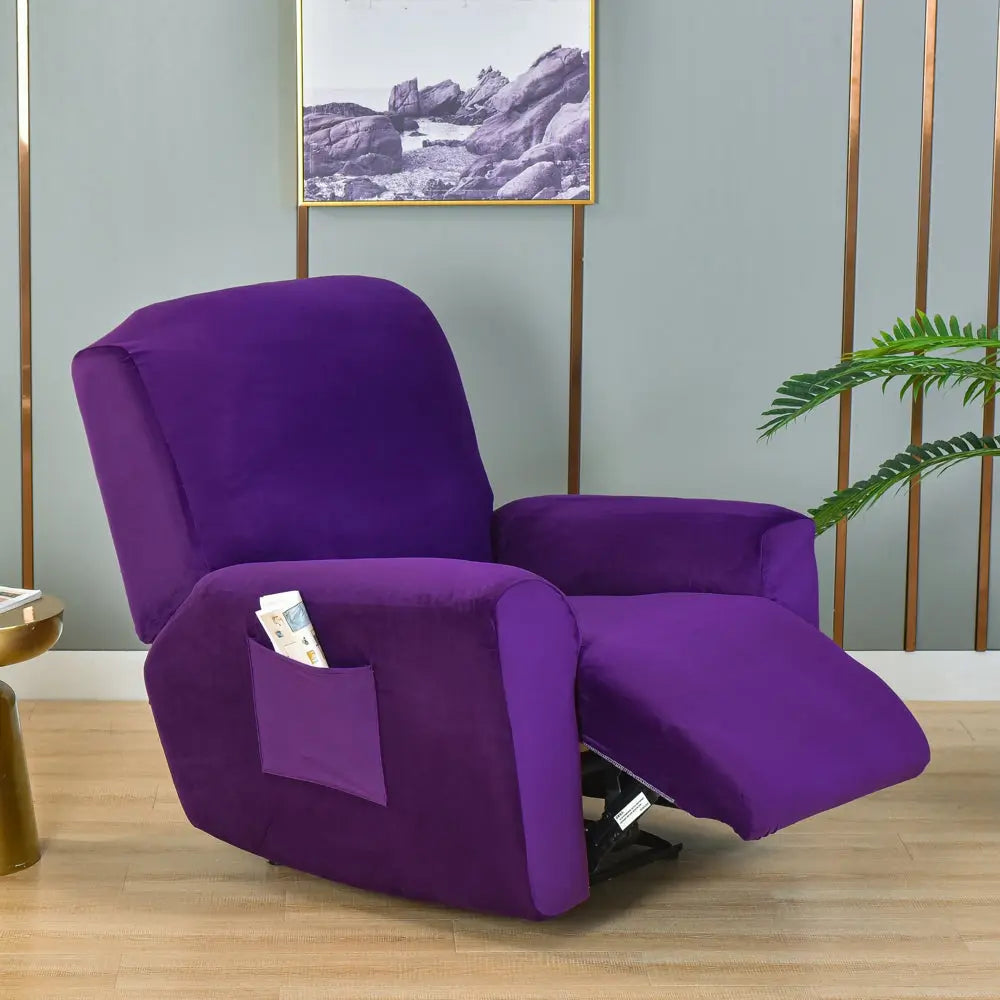 Violet Dirt-resistant Lazyboy Recliner Cover Soft Velvet Seat Sectional Reclining Sofa Slipcover Crfatop %sku%