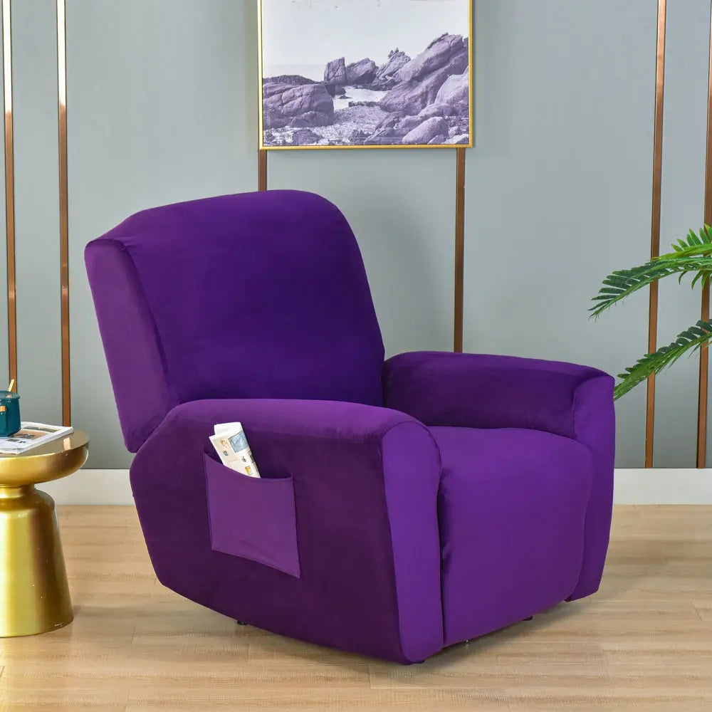 Violet Dirt-resistant Lazyboy Recliner Cover Soft Velvet Seat Sectional Reclining Sofa Slipcover Crfatop %sku%