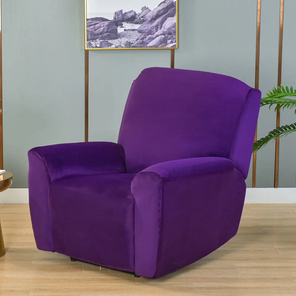 Violet Dirt-resistant Lazyboy Recliner Cover Soft Velvet Seat Sectional Reclining Sofa Slipcover Crfatop %sku%