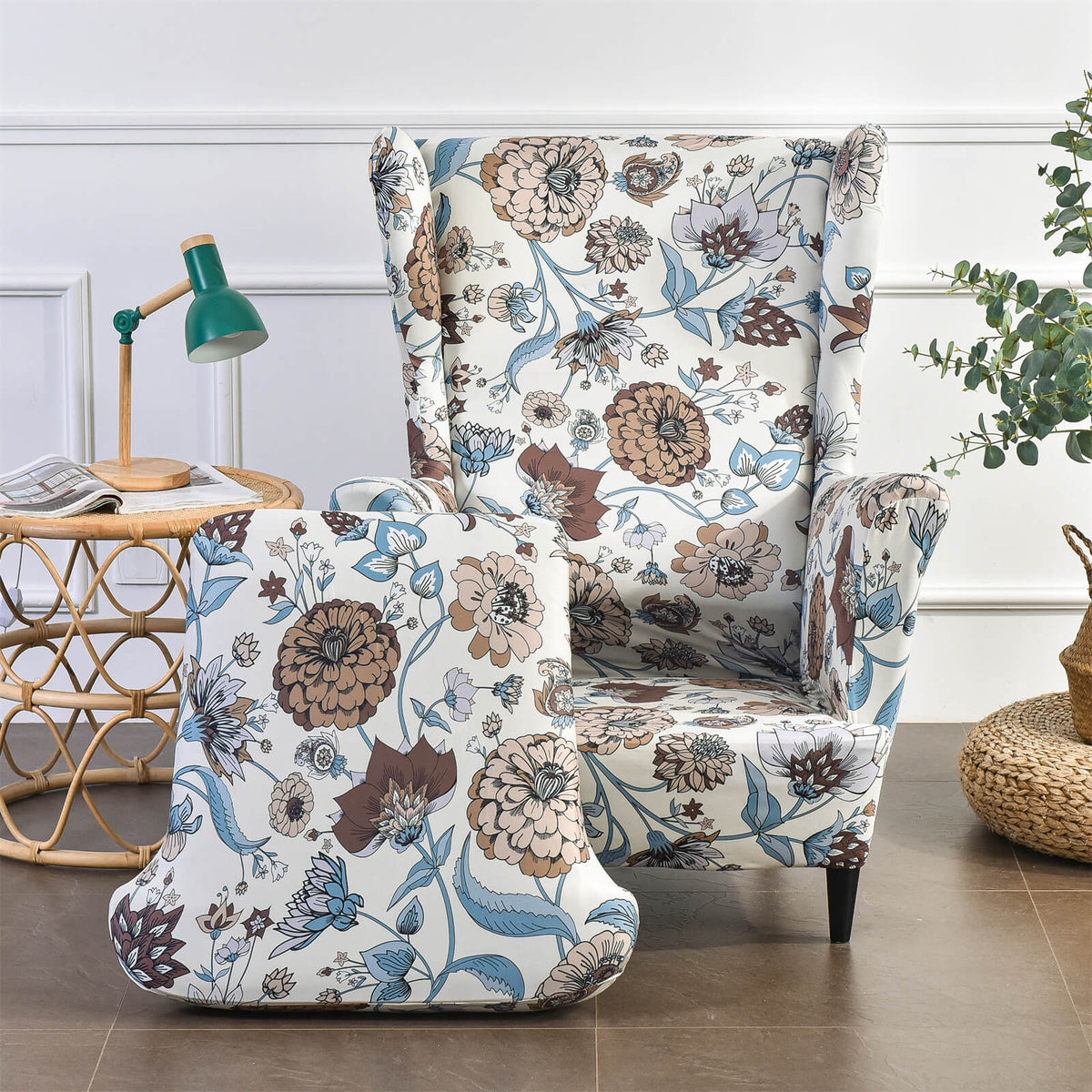 1 Set Wingchair Cover with T-cushion Slipcover Furniture Protecting Pet Cover Crfatop %sku%