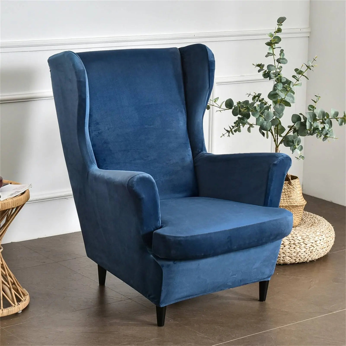 Green Velvet Wingback Chair Slipcover - 2 Pieces Crfatop %sku%