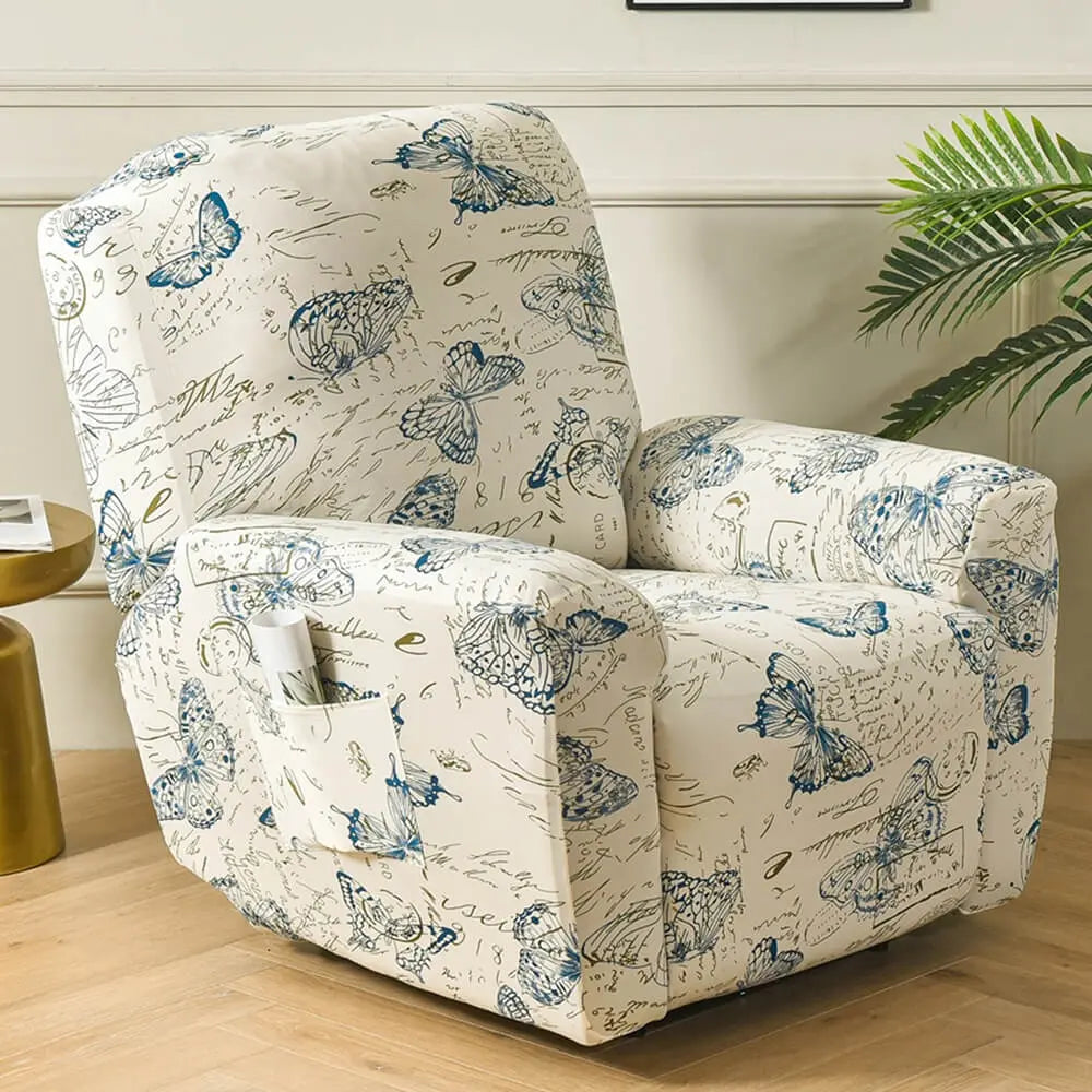 Waterproof Sofaprint Recliner Covers With Pockets 4 Pieces Crfatop %sku%