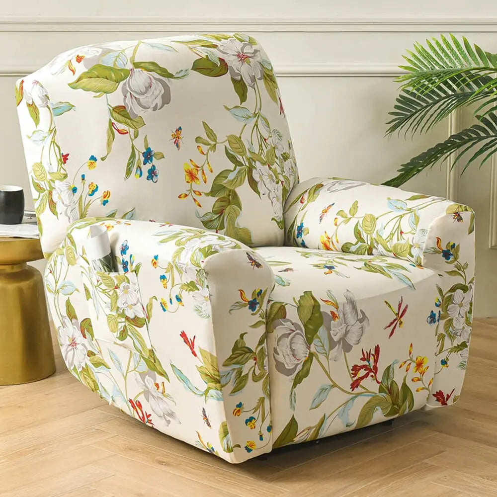 Waterproof Sofaprint Recliner Covers With Pockets 4 Pieces Crfatop %sku%