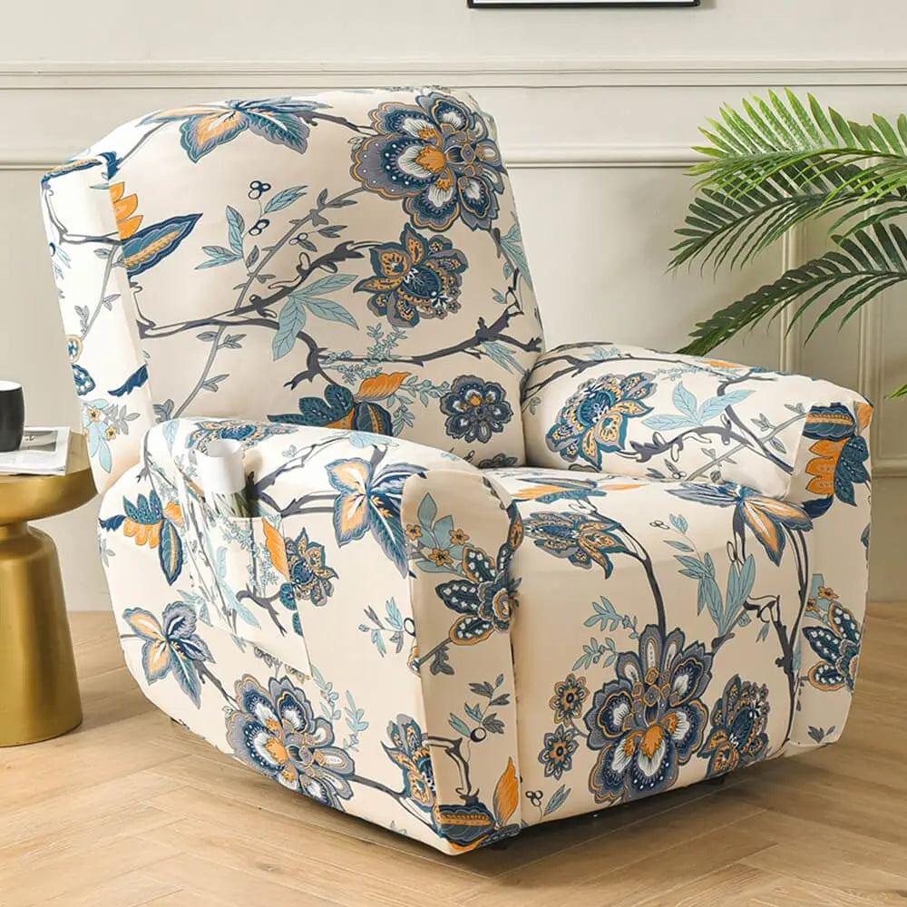 Waterproof Sofaprint Recliner Covers With Pockets 4 Pieces Crfatop %sku%