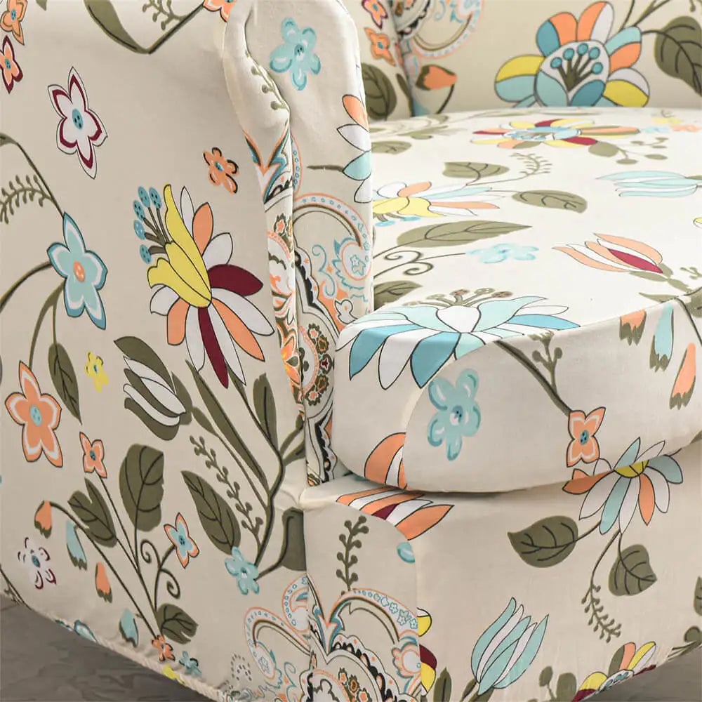Wingback Chair slipcover Floral Patterned Chair Cover for Living Room Crfatop %sku%